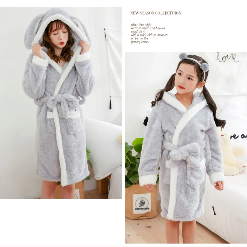 Зимние мягкие фланелевые халаты с героями мультфильмов для родителей и детей платье из кораллового флиса теплый длинный банный халат для женщин и девочек халат-кимоно