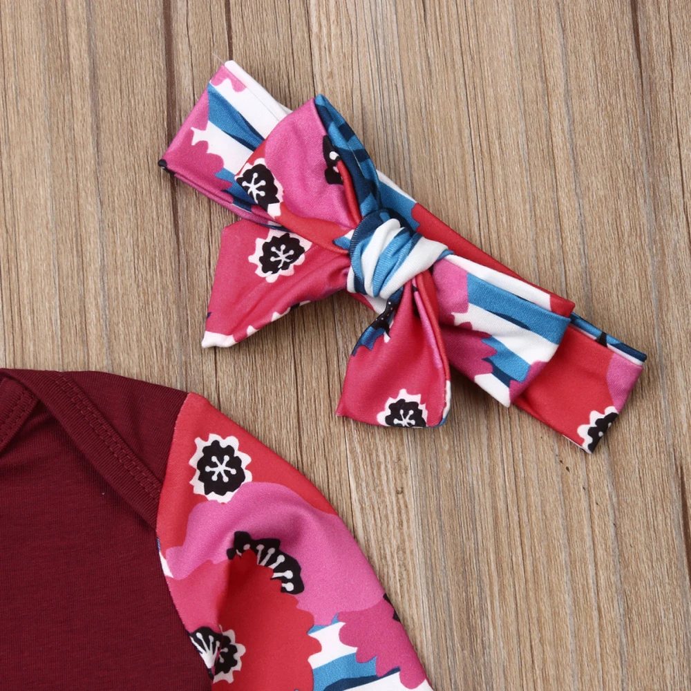 Newborn Infant Baby Girl Floral Tops T-Shirt Long Pants 3PCS Clothes Outfits