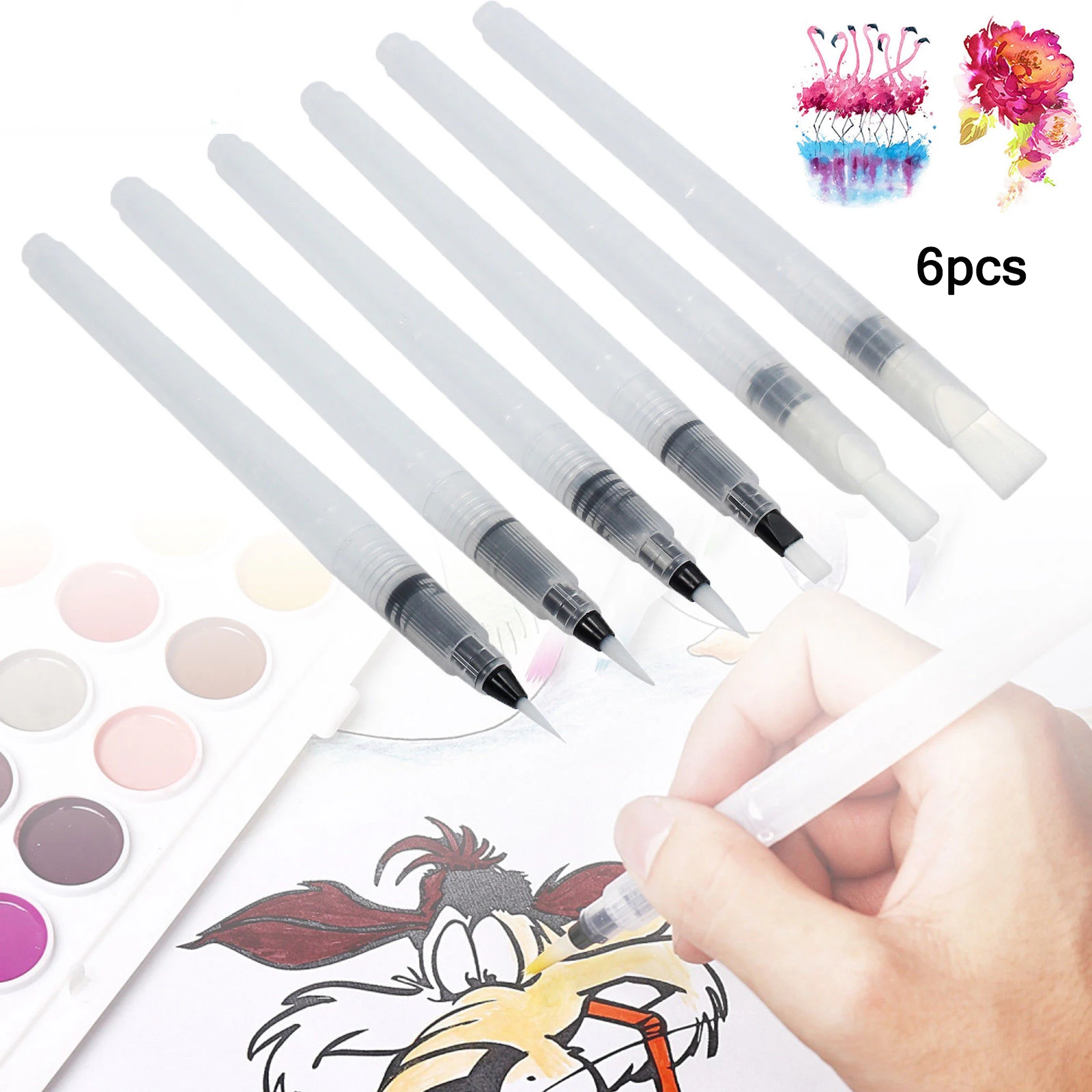 6 шт./компл. кисточек для рисования количество ручка воды Цвет малярные кисти маркер большой Ёмкость мягкие ручки для рисования, разные цвета