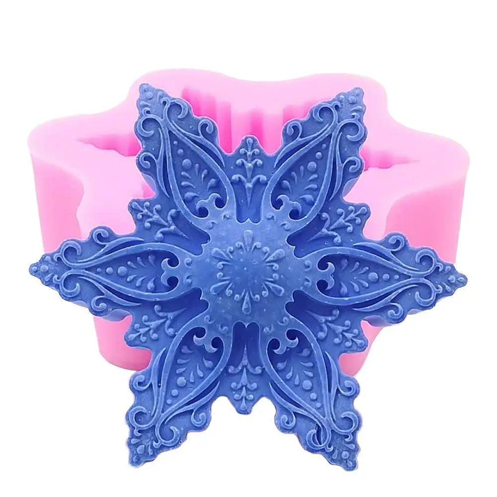 Snowflake Chrismas Craft Big Size Silicone Soap Mold Making Tools For DIY Fondant Cake Candle Wax-Resin Handmade |