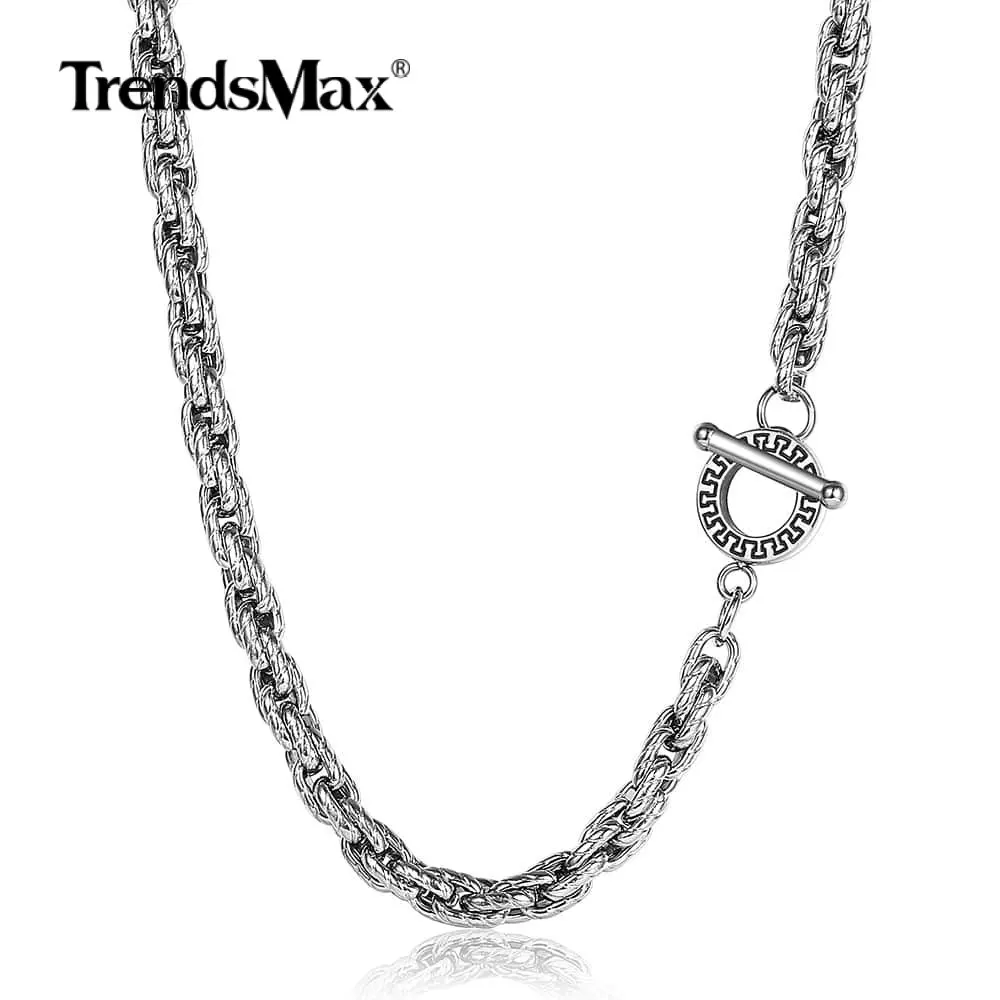 

6mm Twist Rope Link Chain Stainless Steel Necklace for Men Women Unique Pattern Toggle Clasp Dropshipping Jewelry TNS00901