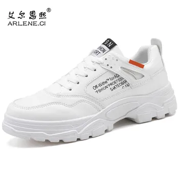 

2019 Autumn Tennis Shoes for Men Lace Up White Gym Sport Shoes Boots Man Pu Leather Sneakers Male Footwear Tenis Masculino Homme