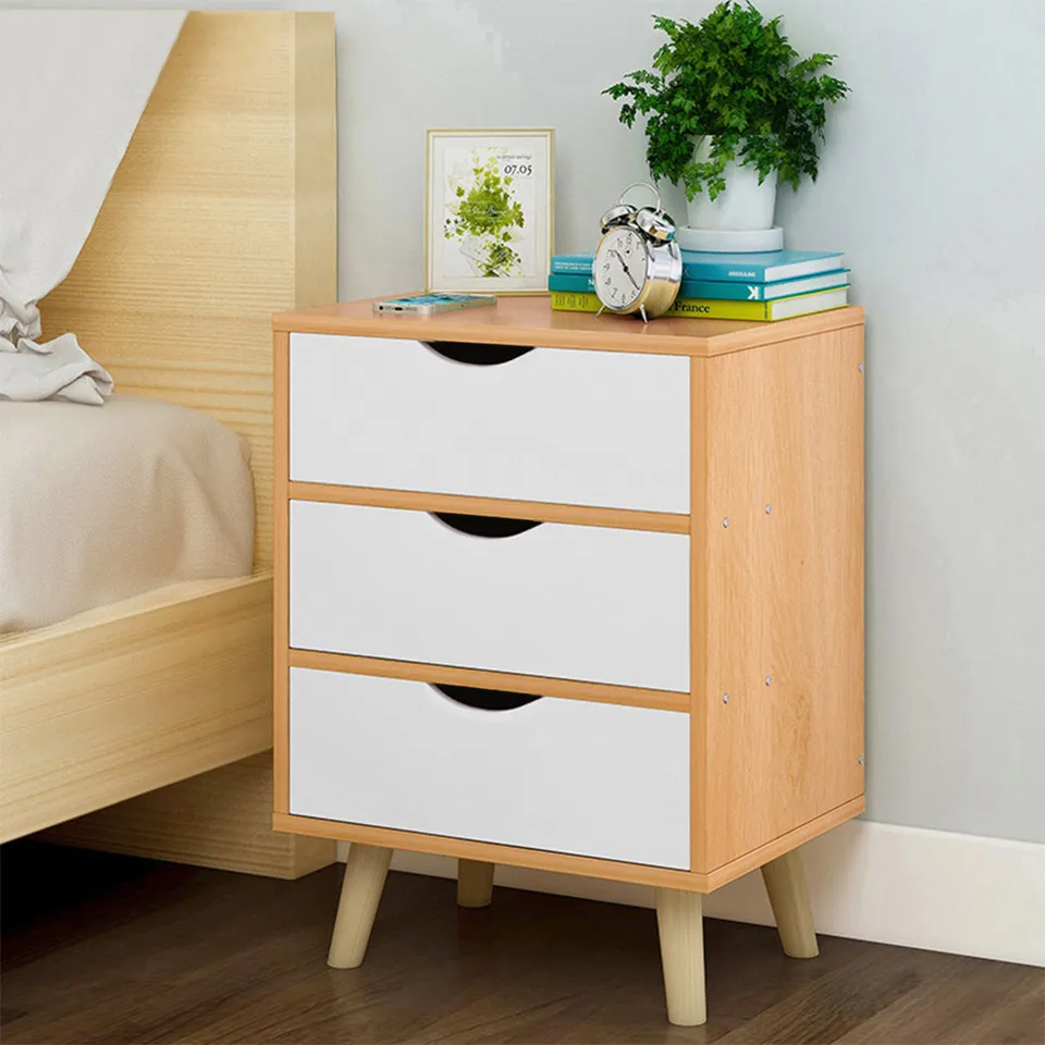 Bedside Table With 2 3 Drawers Midcentury Nightstand Storage Cabinet For Bedroom Simple Assembly Locker Side Table Aliexpress