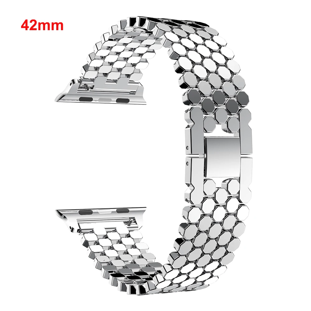 Silver 42mm Ремешок для Apple Watch Band 38 мм 42 мм ремешок из нержавеющей стали сменные полосы для iWatch Series 1 2 3 4 браслет металлические звенья - Цвет: Silver 42mm