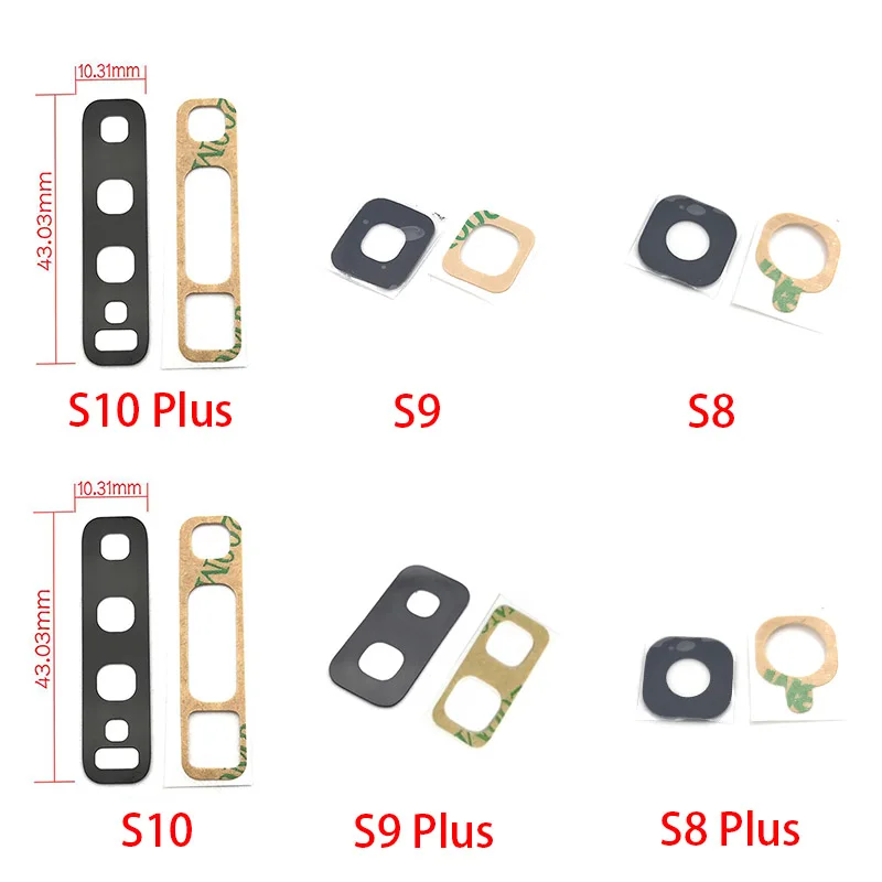 2 шт./лот, задняя камера, стеклянная крышка объектива для samsung S8 S9 Plus S10e S10 5G Note 8 9 10, стекло для камеры с наклейкой
