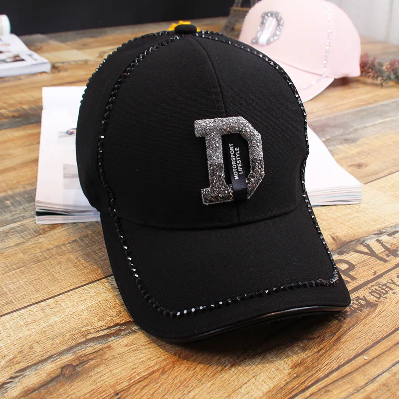 Бейсболка s Женская с блестящими буквами D Casquette регулируемая хип-хоп одноцветная бейсболка для девочки Кепка модная Стильная кепка s