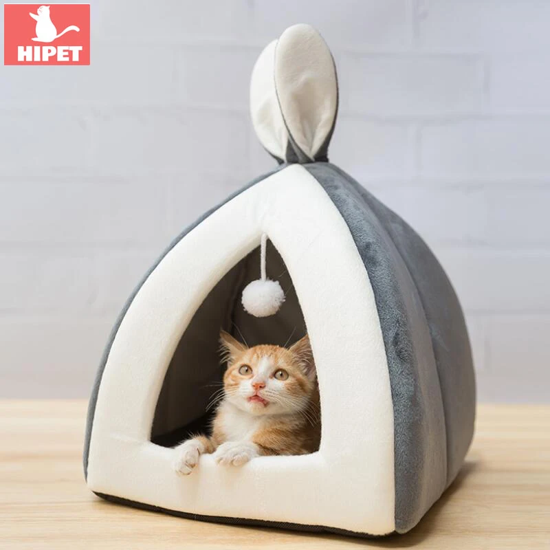 

Cute Cat Nest Pet Dog Cat Bed Indoor Soft Winter Warm House For Small Cats Collapsible Deep Sleeping Puppy Kennel