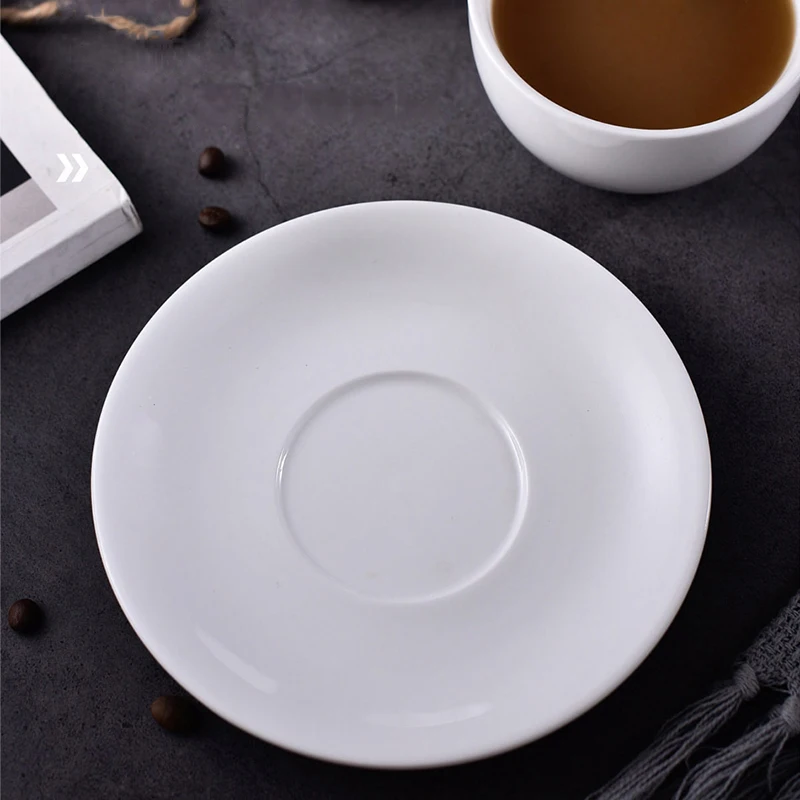 Pure White Ceramic Tea Cups & Saucer Set, Household Coffee Cups 4