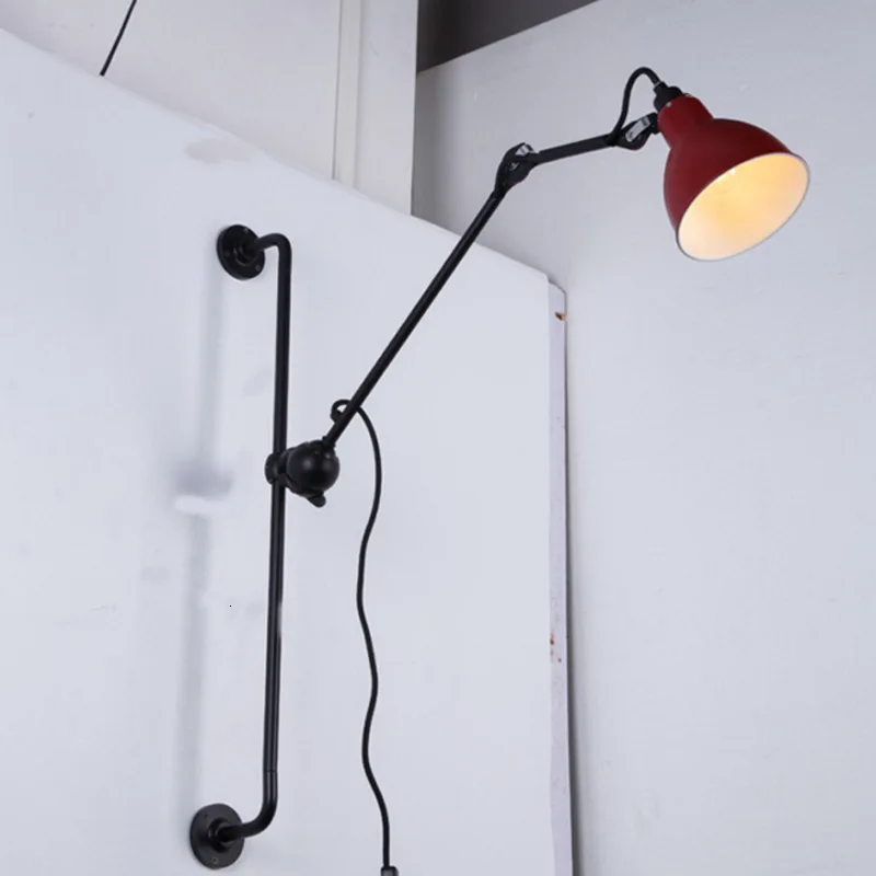 

European Art Decor LED Wall Mounted Bedside Light White Black Adjustable Long Arm Wall Lamp