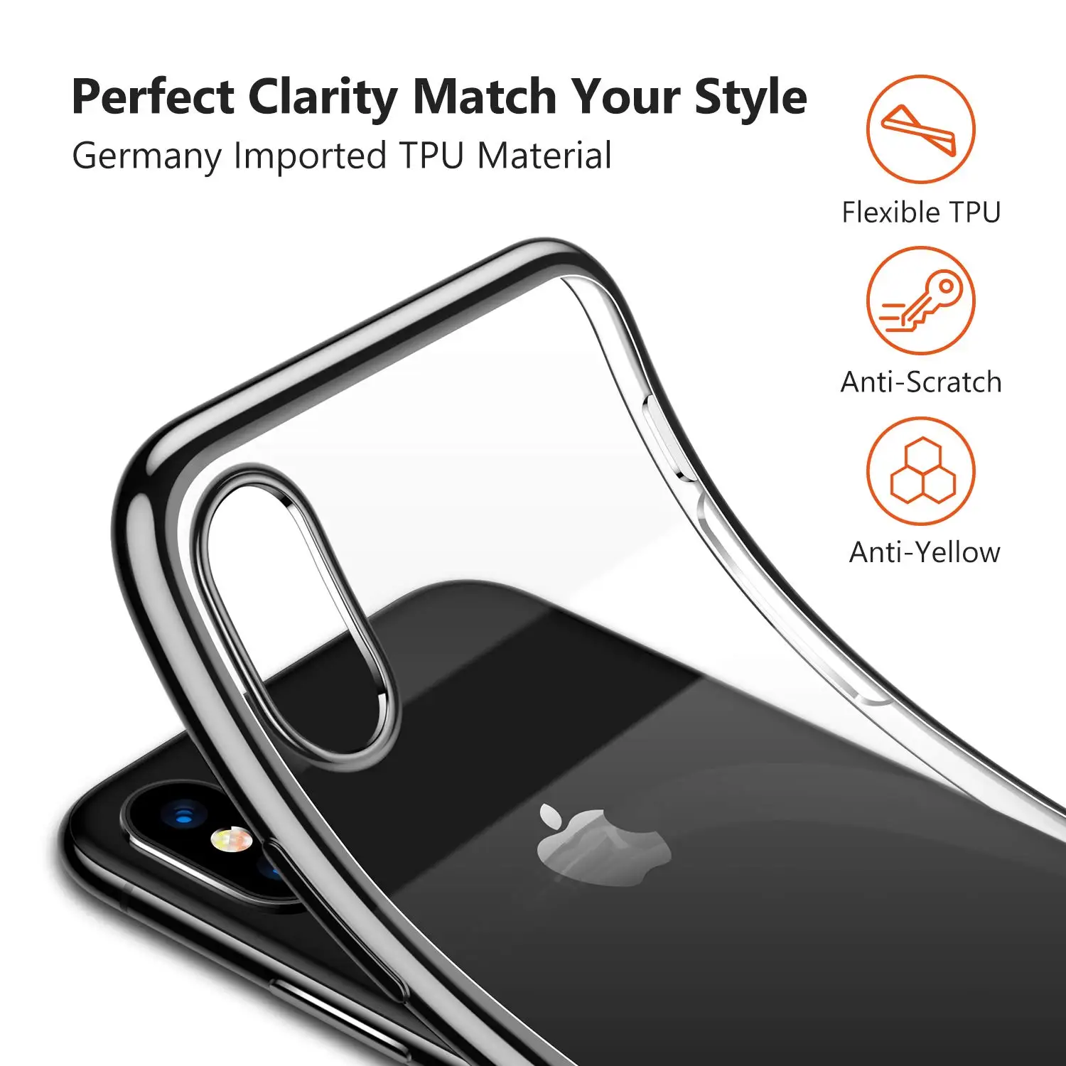 Чехол для iPhone X Xs Max XR 8 Plus, ультра тонкий плотно прилегающий Мягкий Силиконовый ТПУ [Анти-Желтый] чехол для телефона