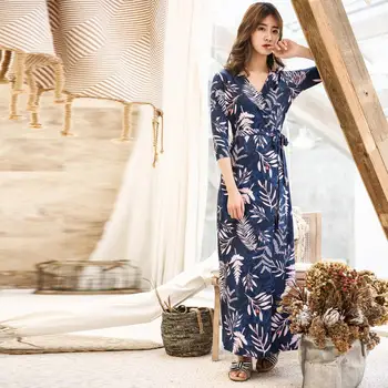 

HOT Summer Ladies half-sleeved Wrap Dress V-neck High Waist Solid Graceful Women Sashes Vestidos sexy beach dress