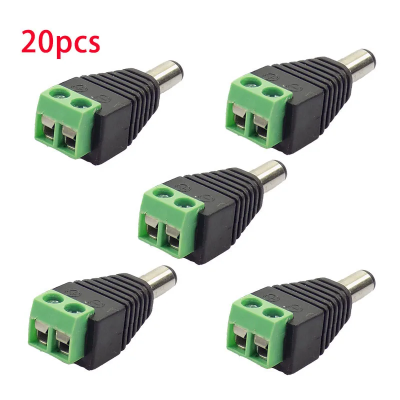

20pcs 5.5x2.1mm DC Male Plug Connector Adapter Power Supply For Cctv Camera Security System Video Accessories led strip K8