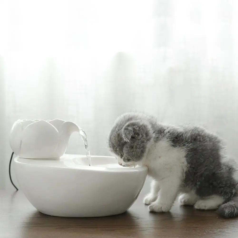 

Smart Ceramics Cat Drinking Feeder Automatic Circulating Water Feeder Pet Water Dispenser 3D Fountain Water Basin EU/US Plug