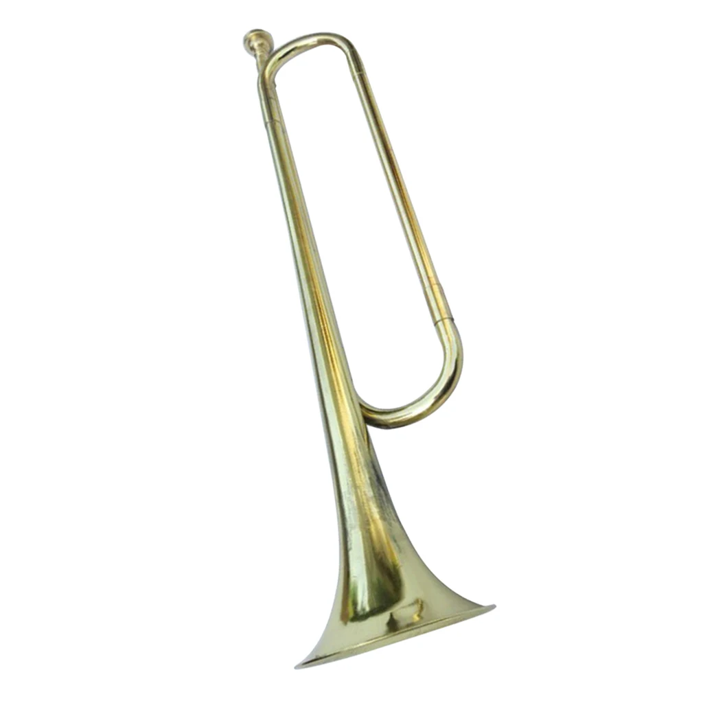 Exquisite Golden Brass Mini Bugle Trumpet Horn for Student Band School