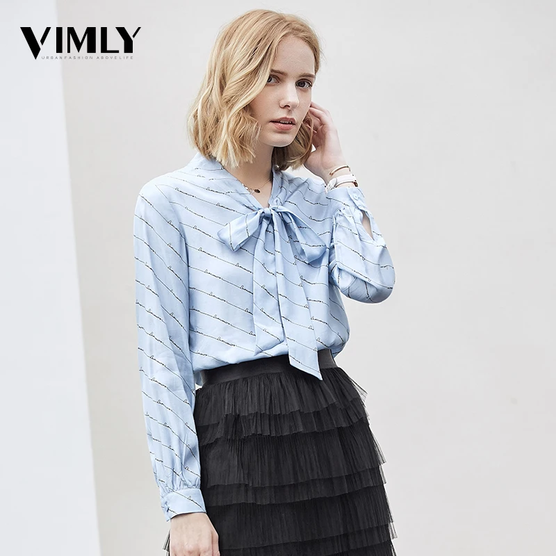 Vimly элегантная женская шифоновая блузка с буквенным принтом Женская Офисная