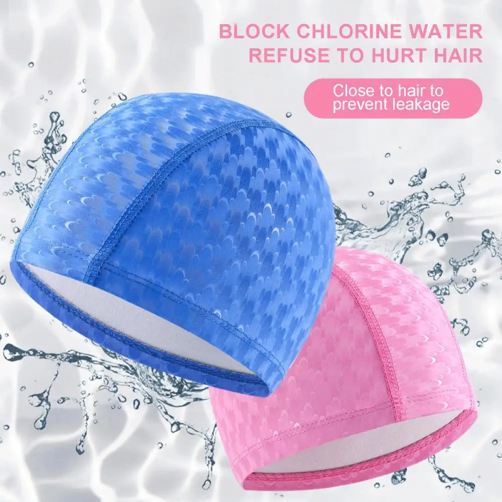 Adult Swim Cap Shape Anti Slip Ear Protection Solid Color Swimming Cap for Pool