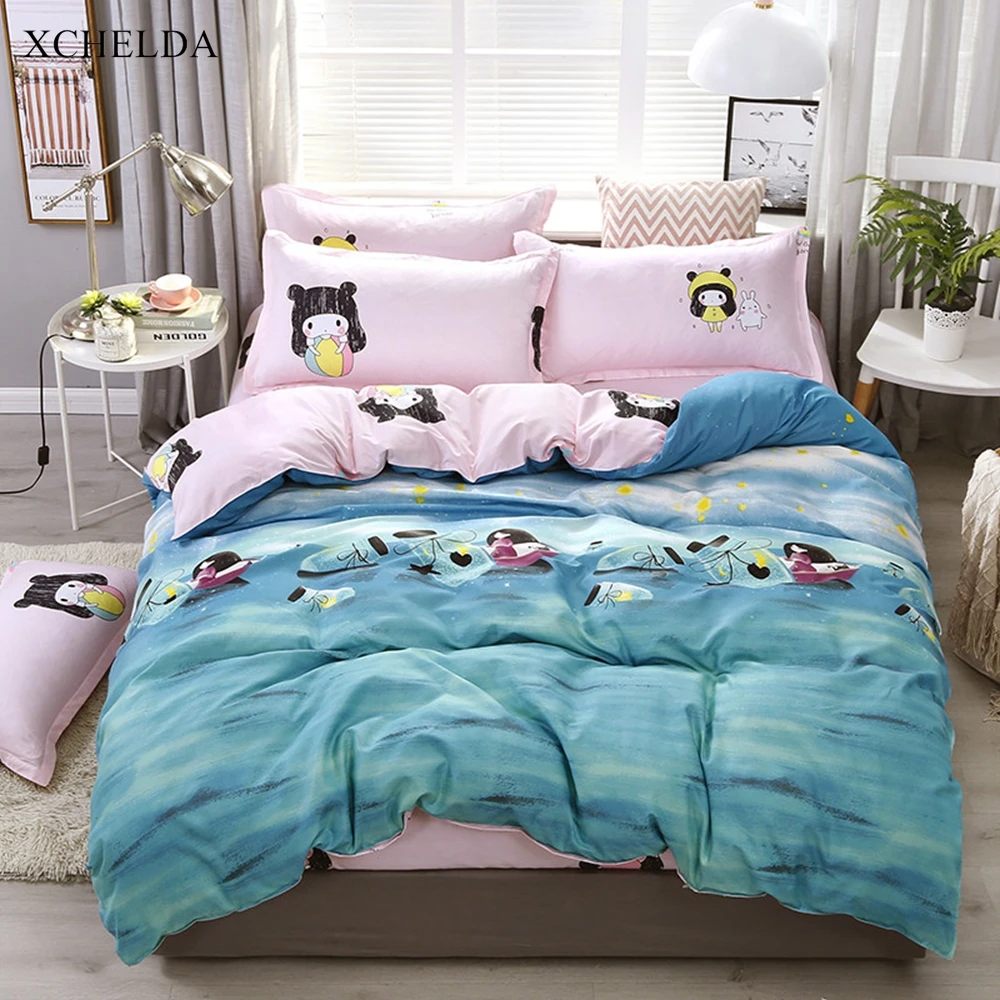 Cute Bedding Set Double Queen King Size Comforter Duvet Cover Bed