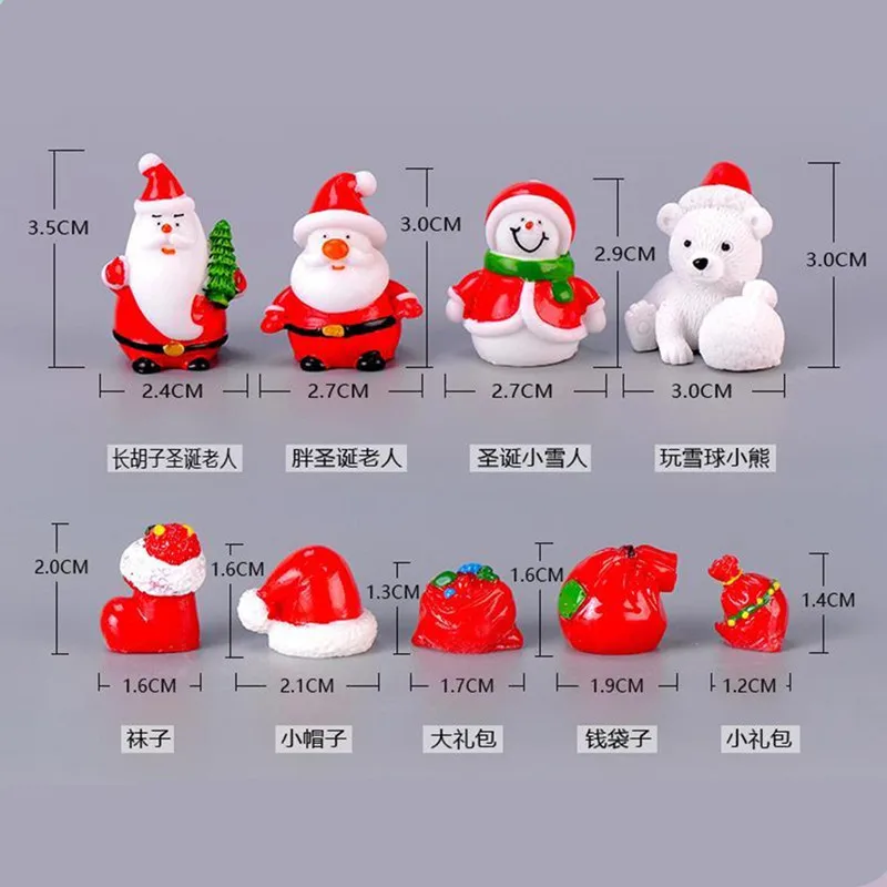 1 Набор, мини Новогоднее украшение из полимера, сказочный снеговик, Рождественский Санта Клаус, миниатюрные фигурки, украшение для дома