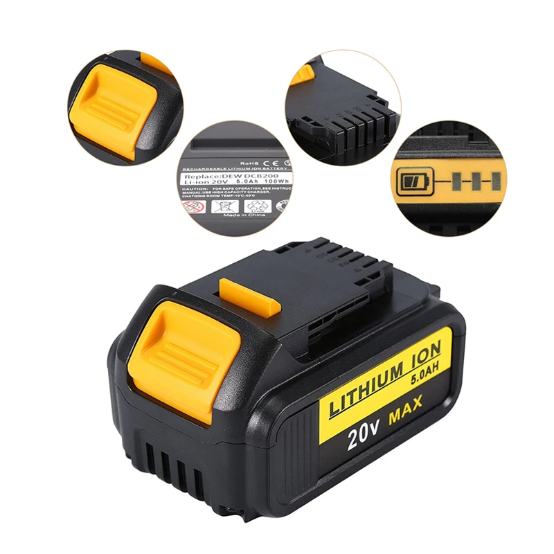 Новейший настоящий 5000 мАч 20 в для Dewalt электроинструмент батарея DCB180 DCB181 DCB181-XJ DCB182 DCB201 DCB201-2 DCB200 DCB200-2+ зарядное устройство