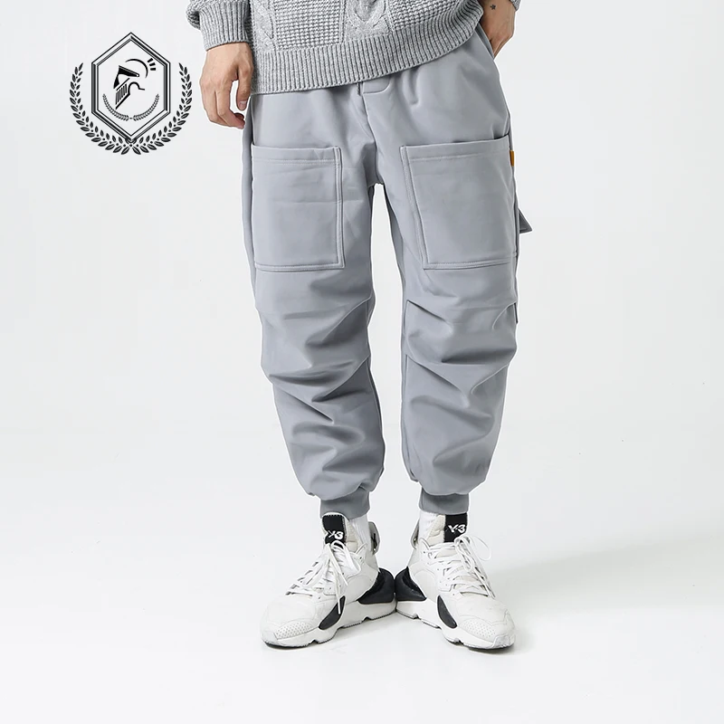 Light Grey Мужские Свободные флисовые шаровары Golomise в тяжелом весе, штаны для бега, модные штаны до щиколотки в стиле хип-хоп - Цвет: Light Grey