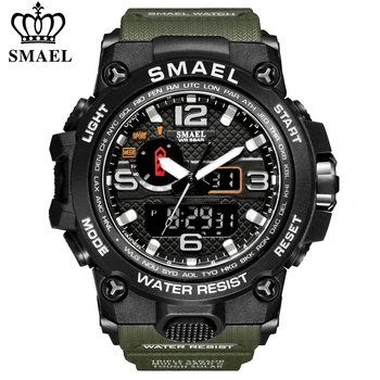 SMAEL Brand Men Sports Watches Dual Display Analog Digital LED Electronic Quartz Wristwatches Waterproof Swimming Elements