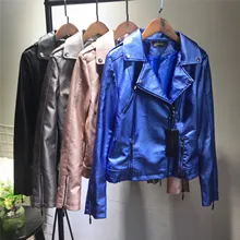 Куртка из искусственной кожи Женская корейская весна осень новые кожаные куртки женские тонкие короткие локомотивное кожаное пальто