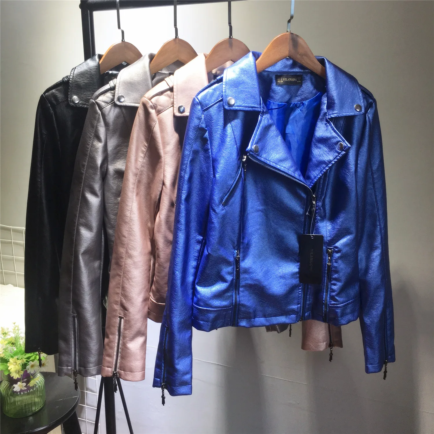 

PU Leather Jacket Women's Korean Spring Autumn New Leather Jackets Lady Slim Short Locomotive Leather Coat