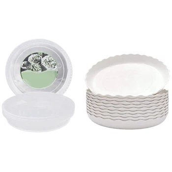 

6x Clear Plant Saucers in Thick Flower Pot Saucers & 20 Pcs Wave Plant Saucer Flower Pot Drip Trays 19.5cm