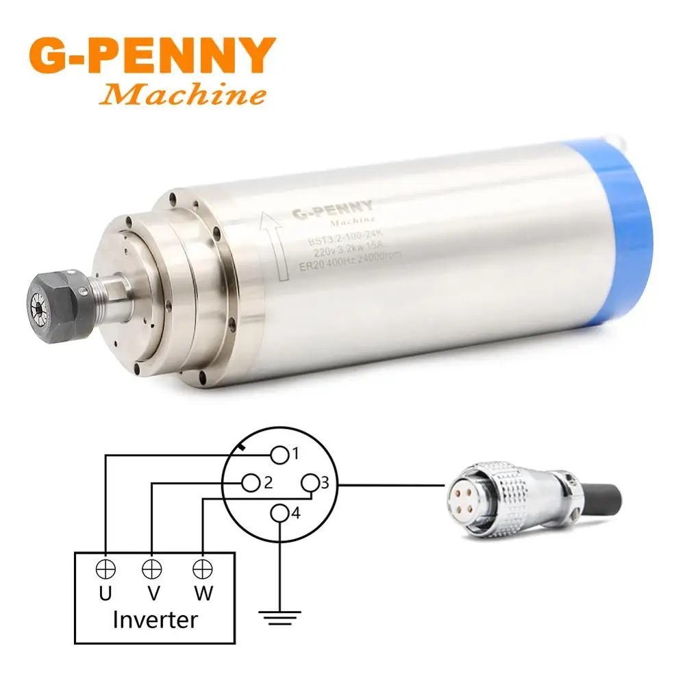 CNC 3.2kw ER20 с водяным охлаждением шпиндель рабочий 3.0kw обновленный мотор шпинделя водяного охлаждения для фрезерного станка с ЧПУ гравировальный станок