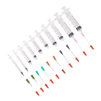

10Pcs Injection Syringe Sets Mixed Color with Blunt Tip Needles Caps for Glue