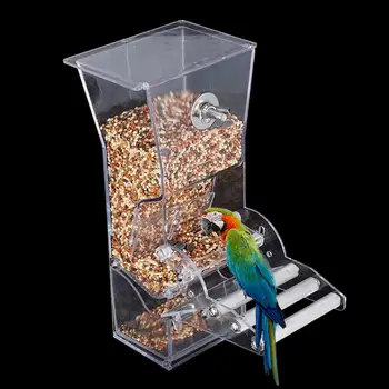 Bird Feeder Parrot Integrated Automatic Feeder With Perch Cage Accessories Seed Bird Food Container For Budgerigar.jpg