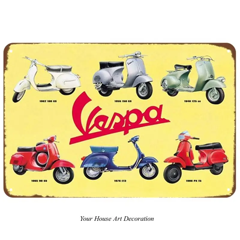 Винтажная металлическая Жестяная Табличка Vespa лучший гараж для мотоцикла езды на