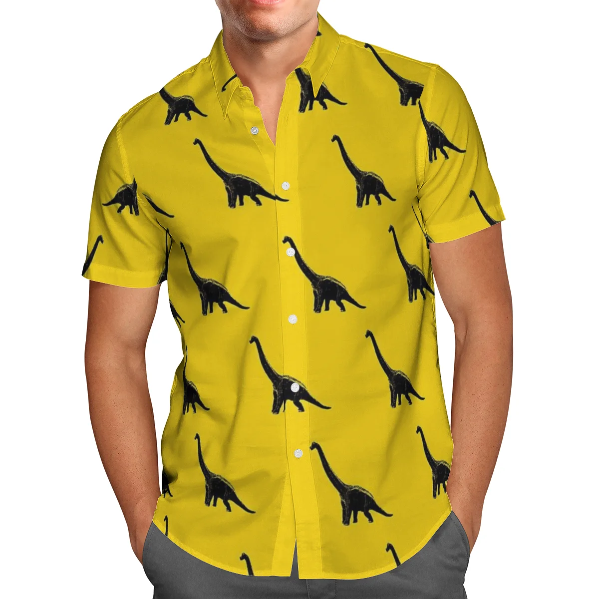 Рубашка мужская с коротким рукавом и принтом динозавра Свободный кардиган