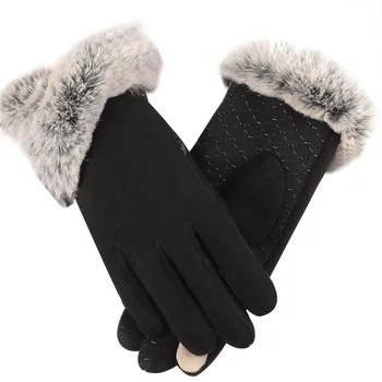 

1 Pair Mirco Velvet Winter Autumn Keep Warm Protective Women Gloves Knitting Casual Phone Playing Windproof Washable Fashion