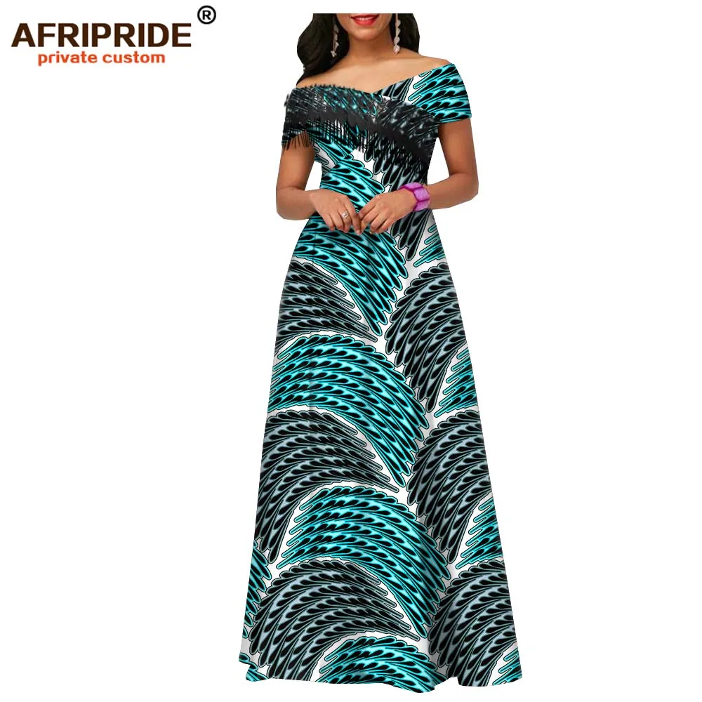 Африканское весеннее платье для женщин, Анкара, ткань+ кисточка, вечерние, свадебные, длина до пола, женское повседневное Хлопковое платье A1925018 - Цвет: 306X