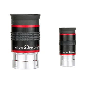 

2 Pcs 1.25 Inch Eyepiece 68 Degree Ultra Wide Angle for Astronomical Telescope Monocular Eyepiece, 20Mm & 6Mm