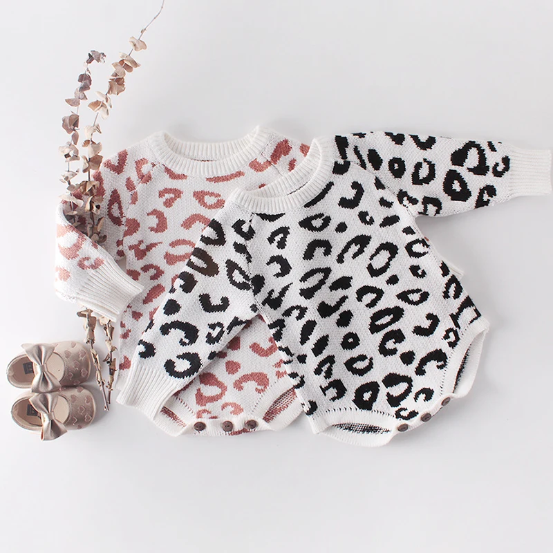 New Leopard Baby Girl Romper Cotton Knit Infant Onesie Baby Romper for Girls Jumpsuit Toddler Costume New Born Baby Girl Clothes