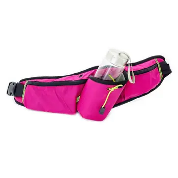 

Hiking Solid Color Waist Pack Bum Bag with Bottle Holder Texture Mobile Phone Large Capacity for Travel Sport Outdoor