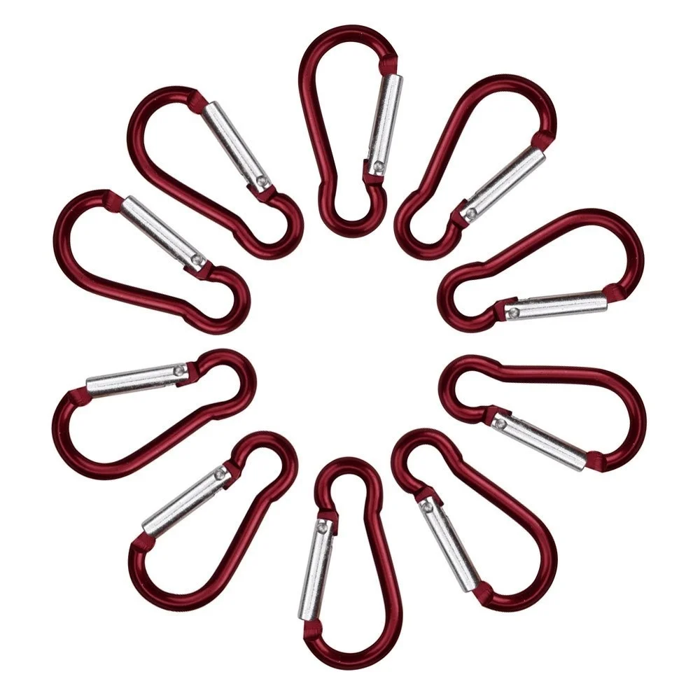 5 Pcs Climbing Buckle Aluminum Alloy D Carabiner Spring Snap Clip Hooks Keychain Climbing Accessories Color Random