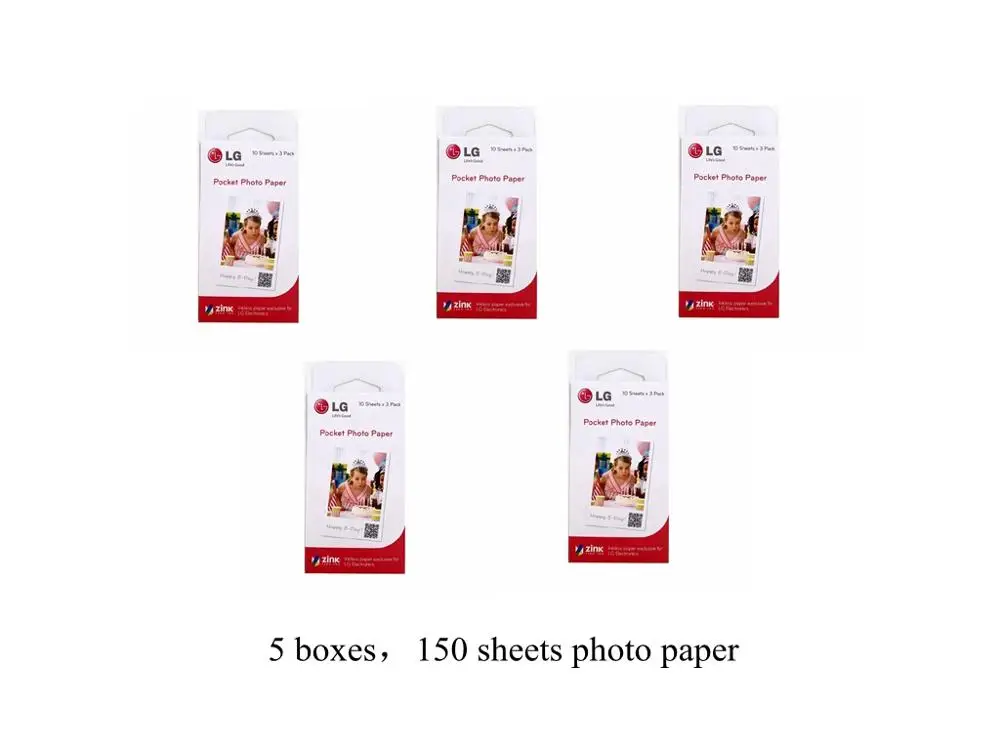 5boxes Карманная фотобумага Zink PS2203 умный мобильный принтер для LG PD269 PD251 PD261 PD233 PD239 PD238 фотобумага - Цвет: 5boxes