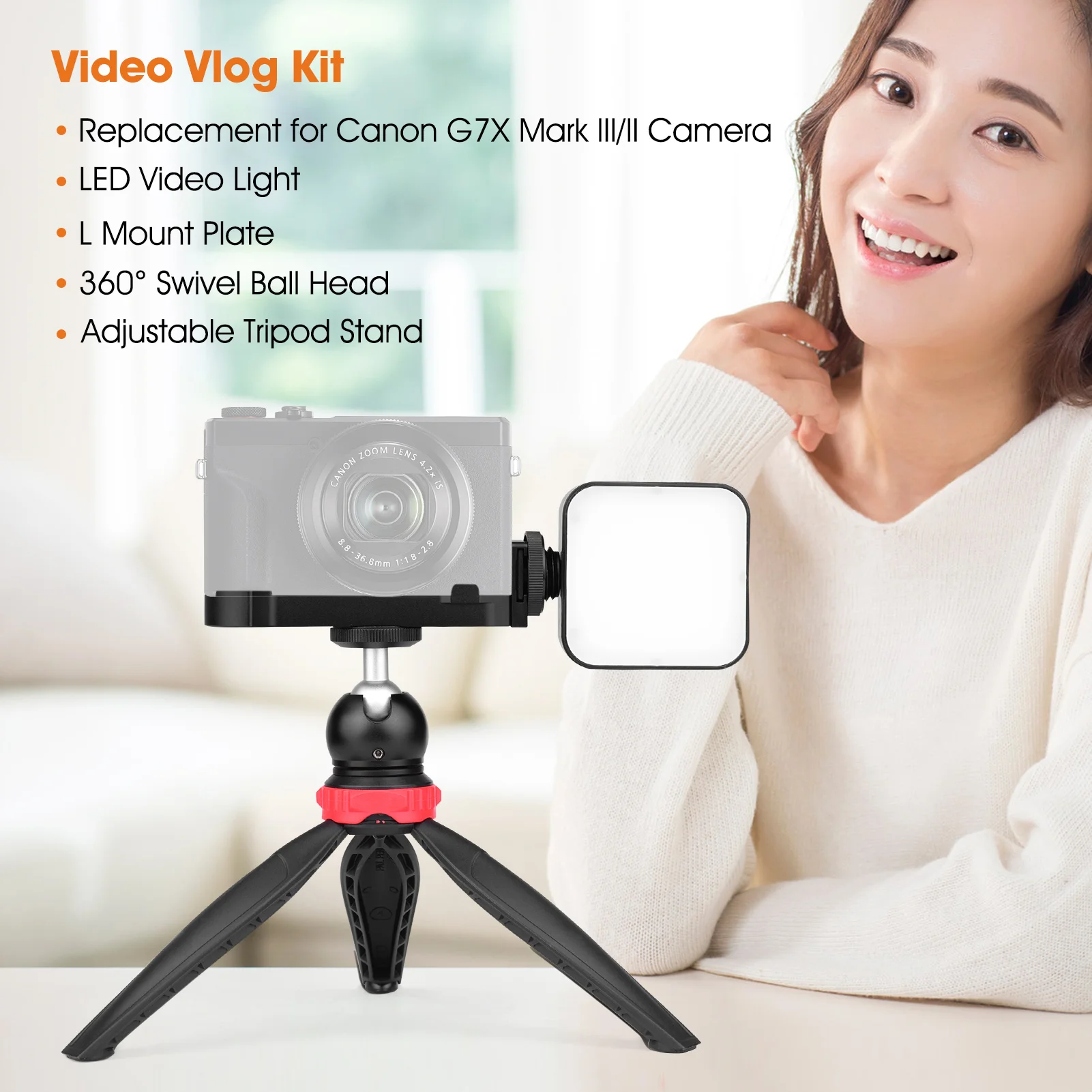 ビデオvlog Ledライトボールヘッド三脚lビデオ制作canon用g7xマークiii Iiカメラ 写真用照明 Aliexpress