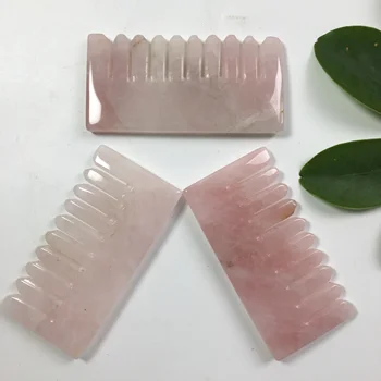 

Z Natural rose quartz Crystal Hand Carved Healing Massage Combs For Beauty
