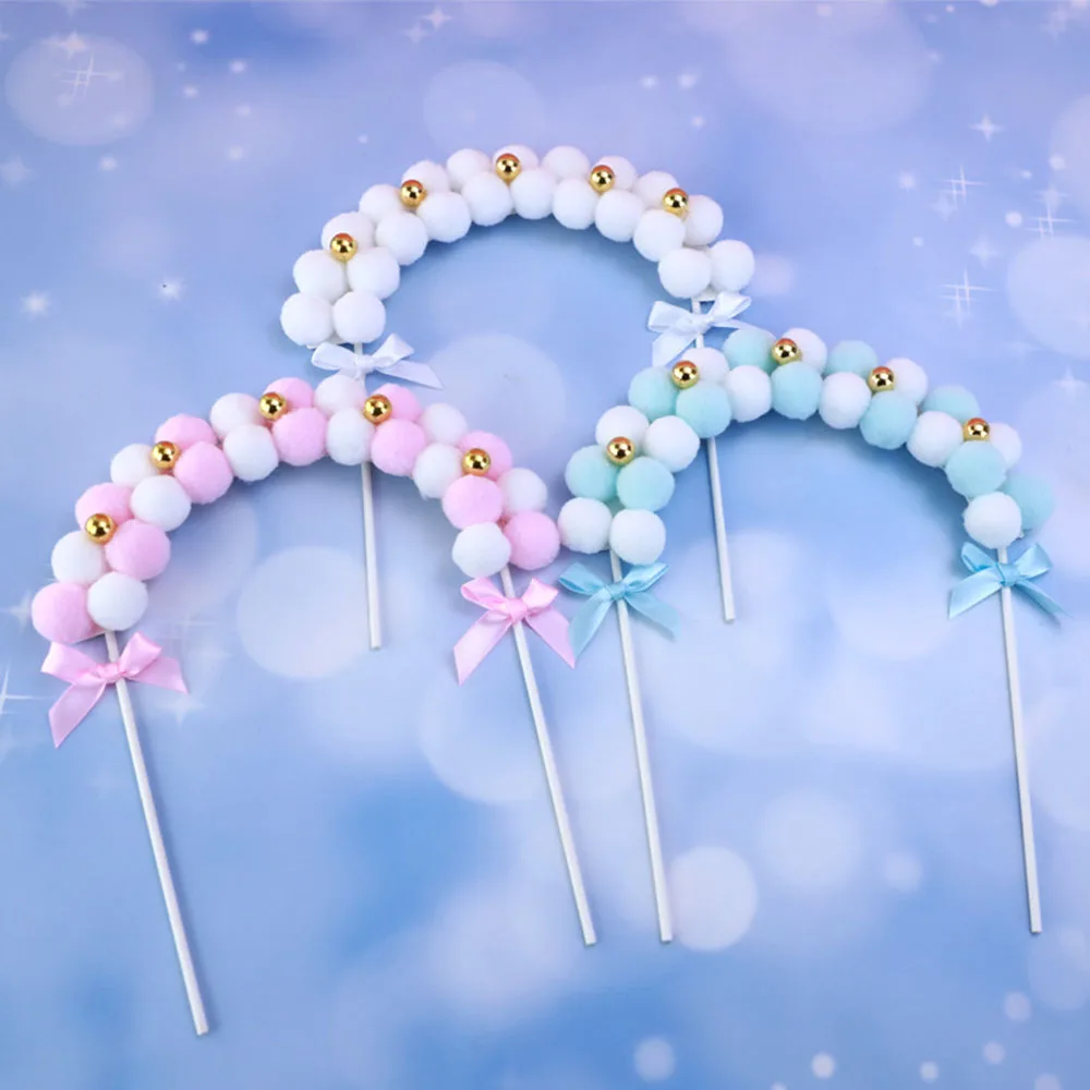 1 шт. цвета: розовый и синий мягкий помпон облако торт Топпер детских празднований