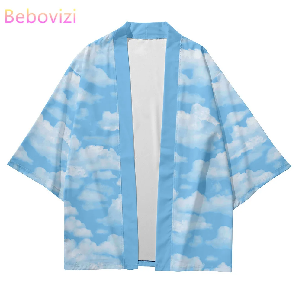 Plus Size XXS-6XL Cloud Print Loose Japanese Streetwear Cardigan Women Men Harajuku Haori Cosplay Kimono Top