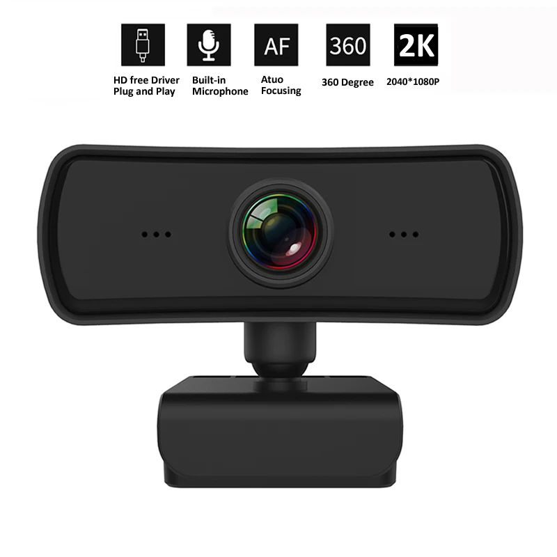 

2K 2040*1080P Webcam HD Computer PC WebCamera with Microphone Rotatable Cameras for Live Broadcast Video Calling Conference Work