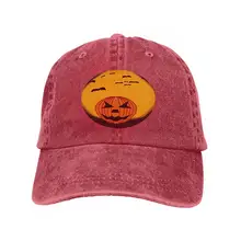 Бейсбольная кепка в стиле хип-хоп с регулируемыми плоскими полями, кепка для спорта, бейсбольная Кепка унисекс на Хэллоуин, тематическая тыква, летучие мыши, луна, акварельная красная