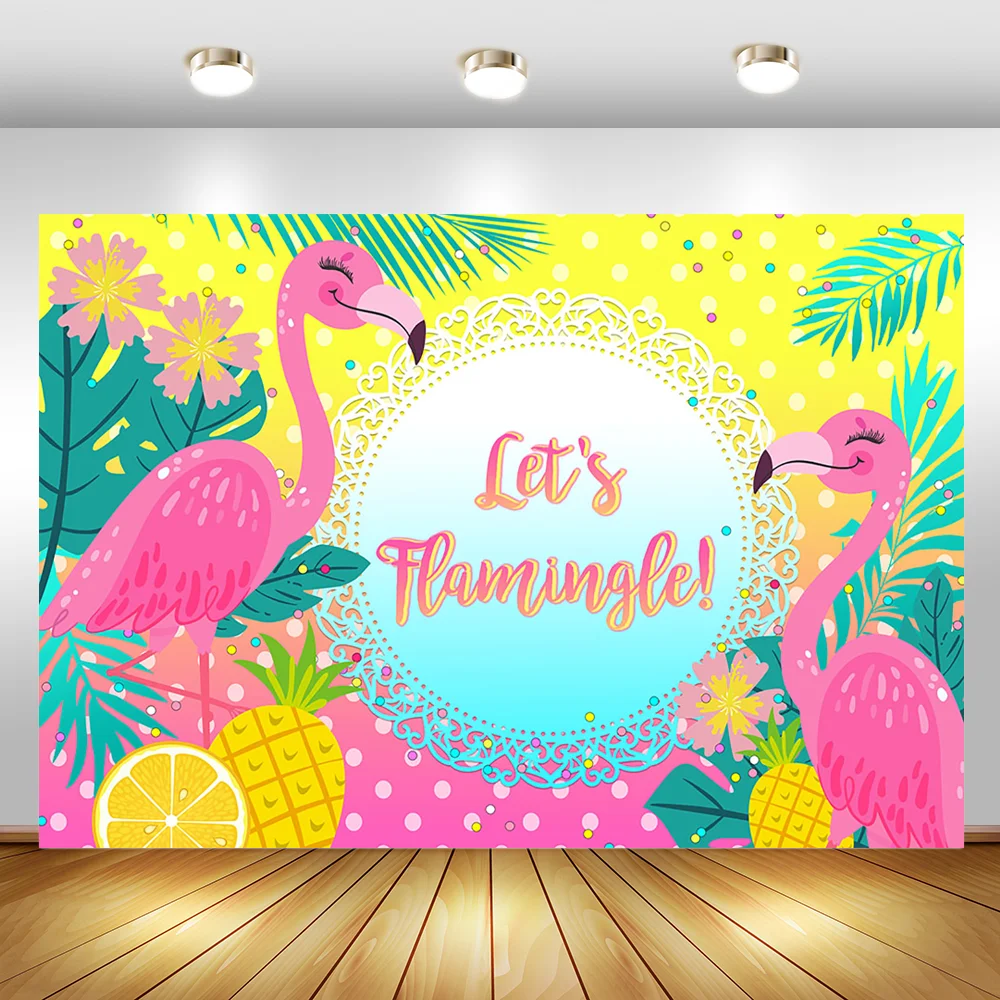 MOCSICKA Let's Flamingle фон для дня рождения летний тропический ананас десерт украшение