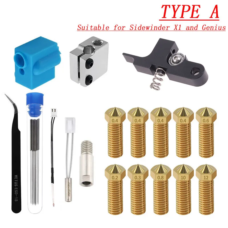 Titan Aero Extruder for Sidewinder X1 Genius Volcano Nozzle Silicone Sleeve Throat Handle Thermistor Heating pipe Heat Block Kit |