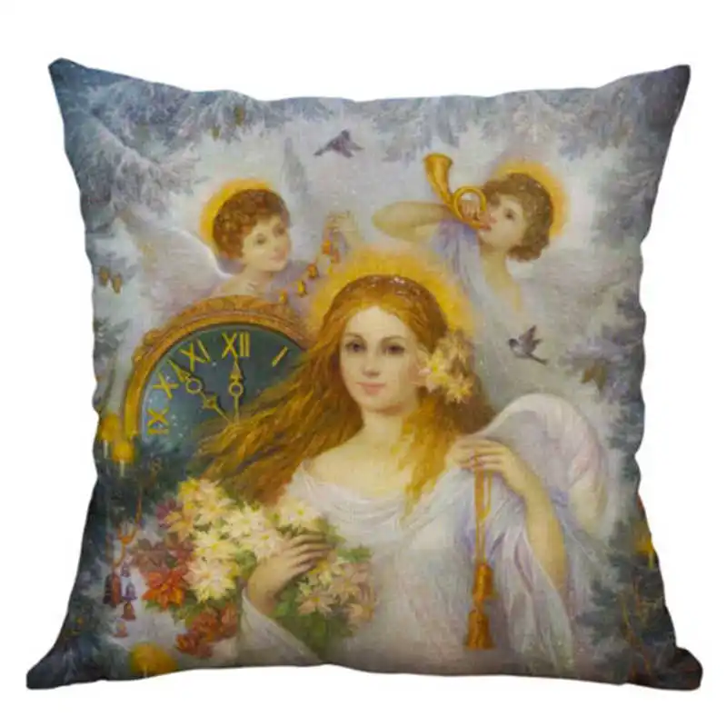 Beauty angel For Cover 18'' Home Retro case Printing Decor Sofa Cushion pillow - Color: 01