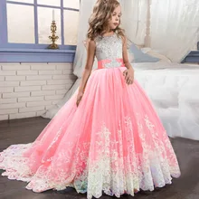 Vestido princesa elegante para niñas de 4 a 14 años, vestidos de boda para niñas, fiesta de cumpleaños, ropa de noche para niños, Vestido